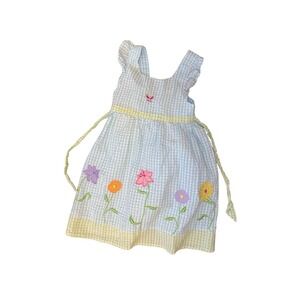 B.T. Kids Blue Gingham Boutique Outfit Girls Ruffle Trim Spring